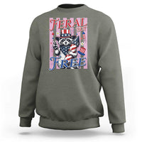 Funny Fourth Of July Raccoon Sweatshirt Feral But Free