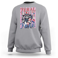 Funny Fourth Of July Raccoon Sweatshirt Feral But Free