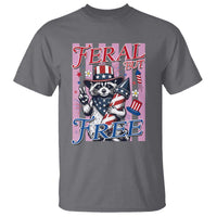 Funny Fourth Of July Raccoon T Shirt Feral But Free