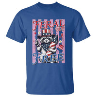 Funny Fourth Of July Raccoon T Shirt Feral But Free