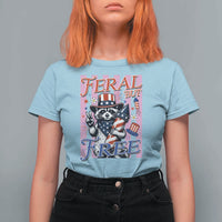 Funny Fourth Of July Raccoon T Shirt For Women Feral But Free