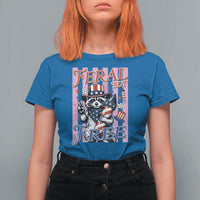 Funny Fourth Of July Raccoon T Shirt For Women Feral But Free
