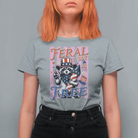 Funny Fourth Of July Raccoon T Shirt For Women Feral But Free