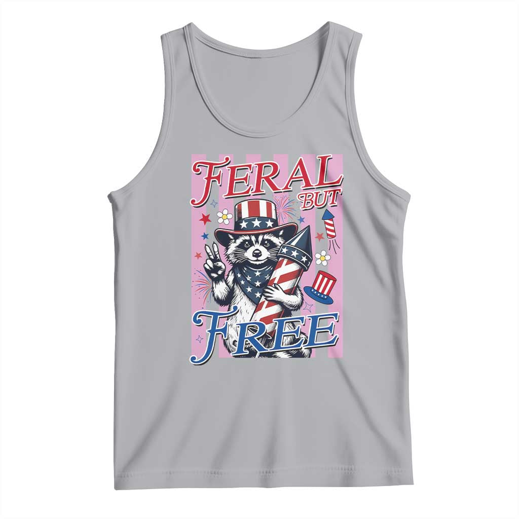 Funny Fourth Of July Raccoon Tank Top Feral But Free