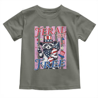 Funny Fourth Of July Raccoon Toddler T Shirt Feral But Free