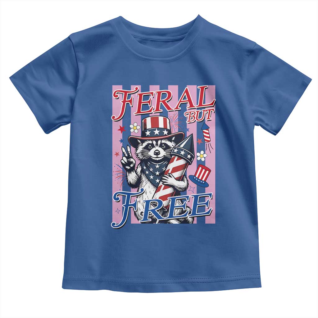 Funny Fourth Of July Raccoon Toddler T Shirt Feral But Free