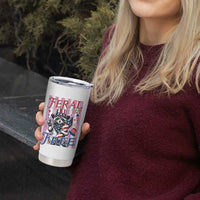 Funny Fourth Of July Raccoon Tumbler Cup Feral But Free