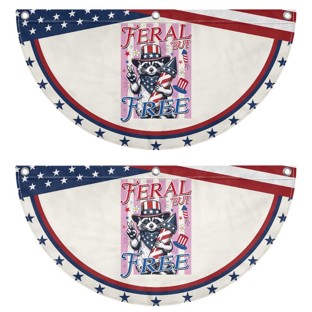 Funny Fourth Of July Raccoon Patriotic Fan Flag Feral But Free