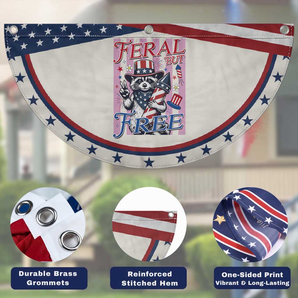 Funny Fourth Of July Raccoon Patriotic Fan Flag Feral But Free