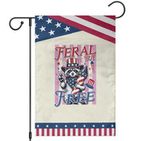 Funny Fourth Of July Raccoon Patriotic Garden Flag Feral But Free