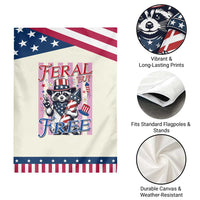 Funny Fourth Of July Raccoon Patriotic Garden Flag Feral But Free