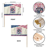Funny Fourth Of July Raccoon Patriotic Handheld Flag Feral But Free