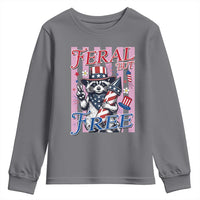 Funny Fourth Of July Raccoon Youth Sweatshirt Feral But Free