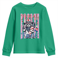 Funny Fourth Of July Raccoon Youth Sweatshirt Feral But Free