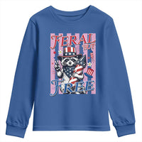 Funny Fourth Of July Raccoon Youth Sweatshirt Feral But Free