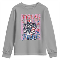 Funny Fourth Of July Raccoon Youth Sweatshirt Feral But Free