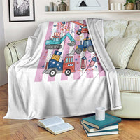 Red White And Blue Construction Crew Throw Blanket Patriotic Kids 4th Of July