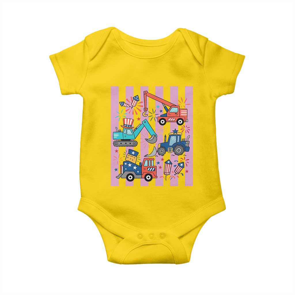 Red White And Blue Construction Crew Baby Onesie Patriotic Kids 4th Of July