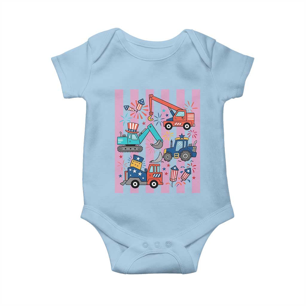 Red White And Blue Construction Crew Baby Onesie Patriotic Kids 4th Of July
