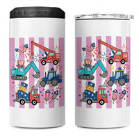 Red White And Blue Construction Crew 4 in 1 Can Cooler Tumbler Patriotic Kids 4th Of July