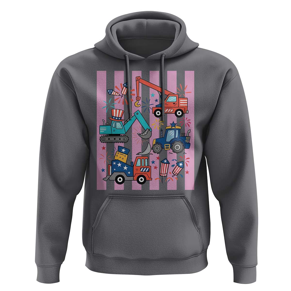 Red White And Blue Construction Crew Hoodie Patriotic Kids 4th Of July