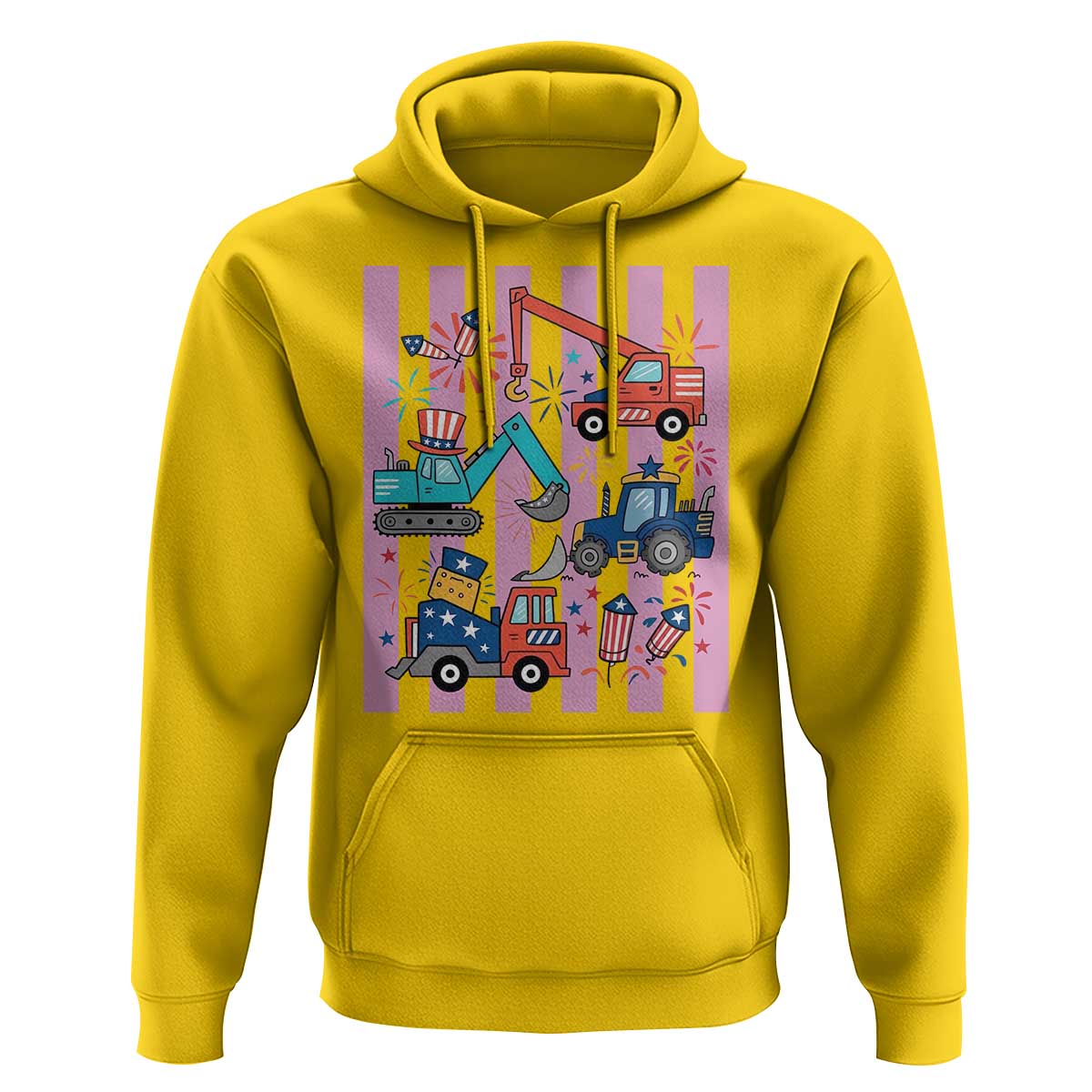 Red White And Blue Construction Crew Hoodie Patriotic Kids 4th Of July