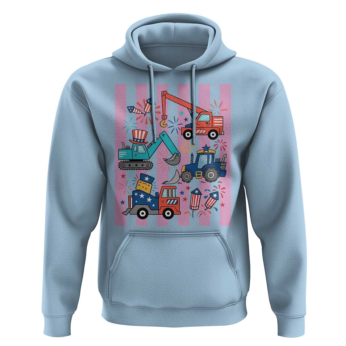 Red White And Blue Construction Crew Hoodie Patriotic Kids 4th Of July