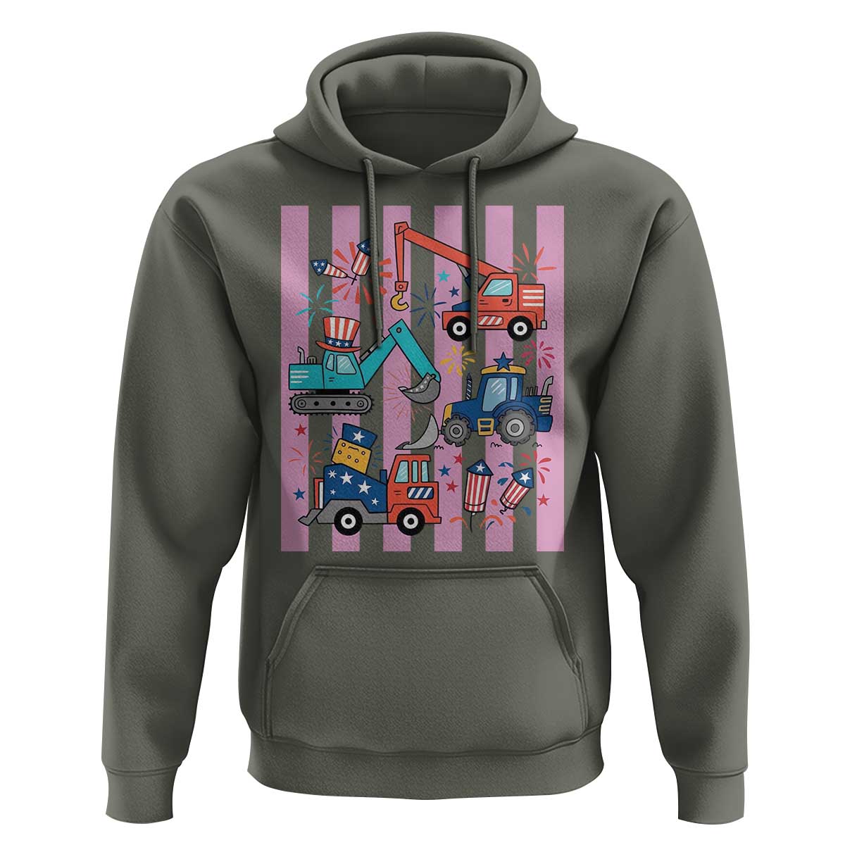Red White And Blue Construction Crew Hoodie Patriotic Kids 4th Of July