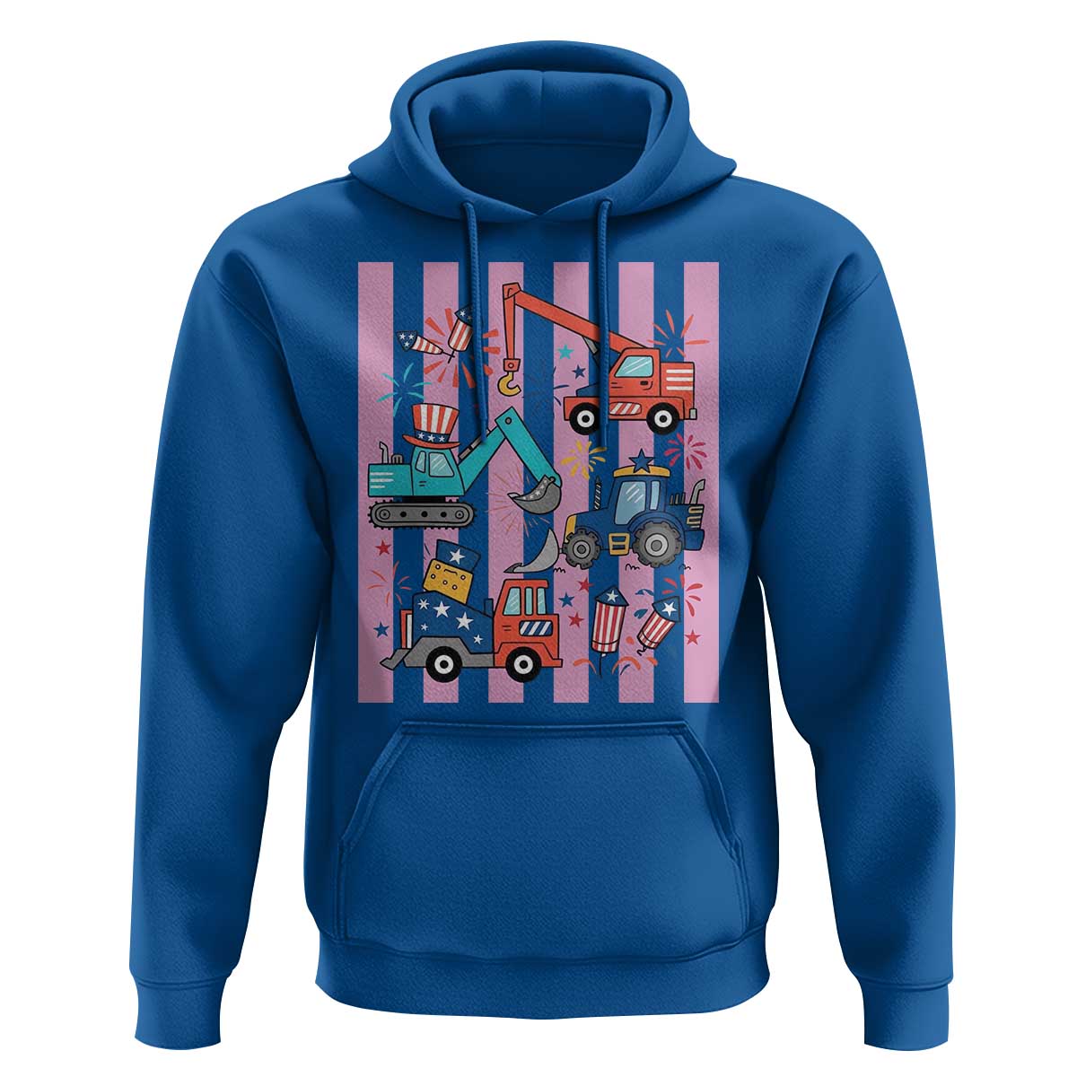 Red White And Blue Construction Crew Hoodie Patriotic Kids 4th Of July