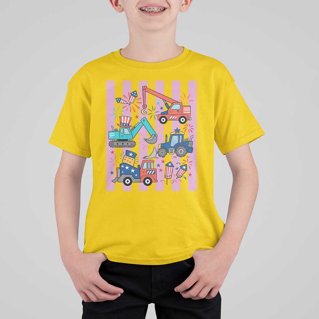 Red White And Blue Construction Crew T Shirt For Kid Patriotic Kids 4th Of July