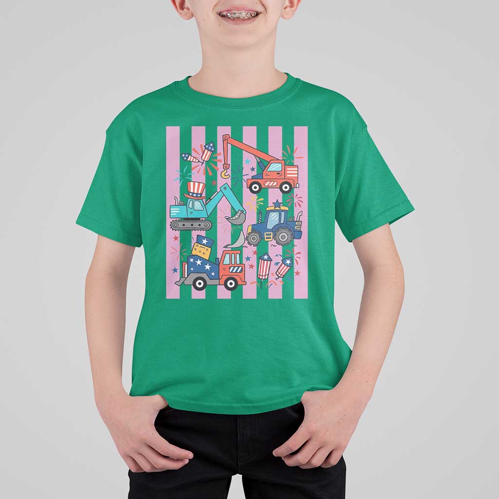 Red White And Blue Construction Crew T Shirt For Kid Patriotic Kids 4th Of July