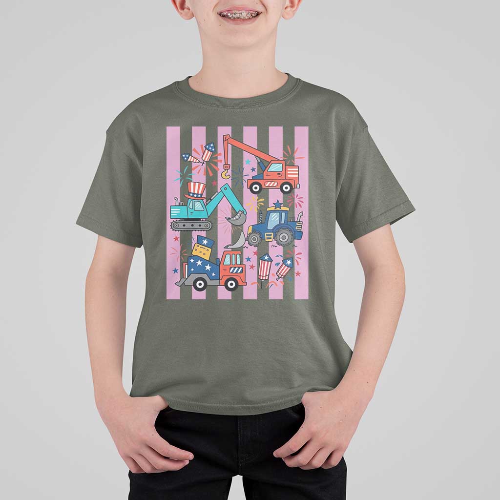 Red White And Blue Construction Crew T Shirt For Kid Patriotic Kids 4th Of July