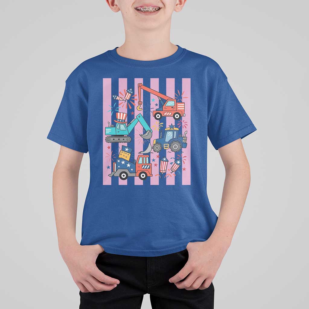 Red White And Blue Construction Crew T Shirt For Kid Patriotic Kids 4th Of July