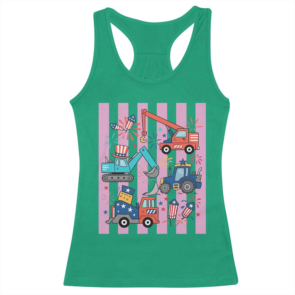 Red White And Blue Construction Crew Racerback Tank Top Patriotic Kids 4th Of July