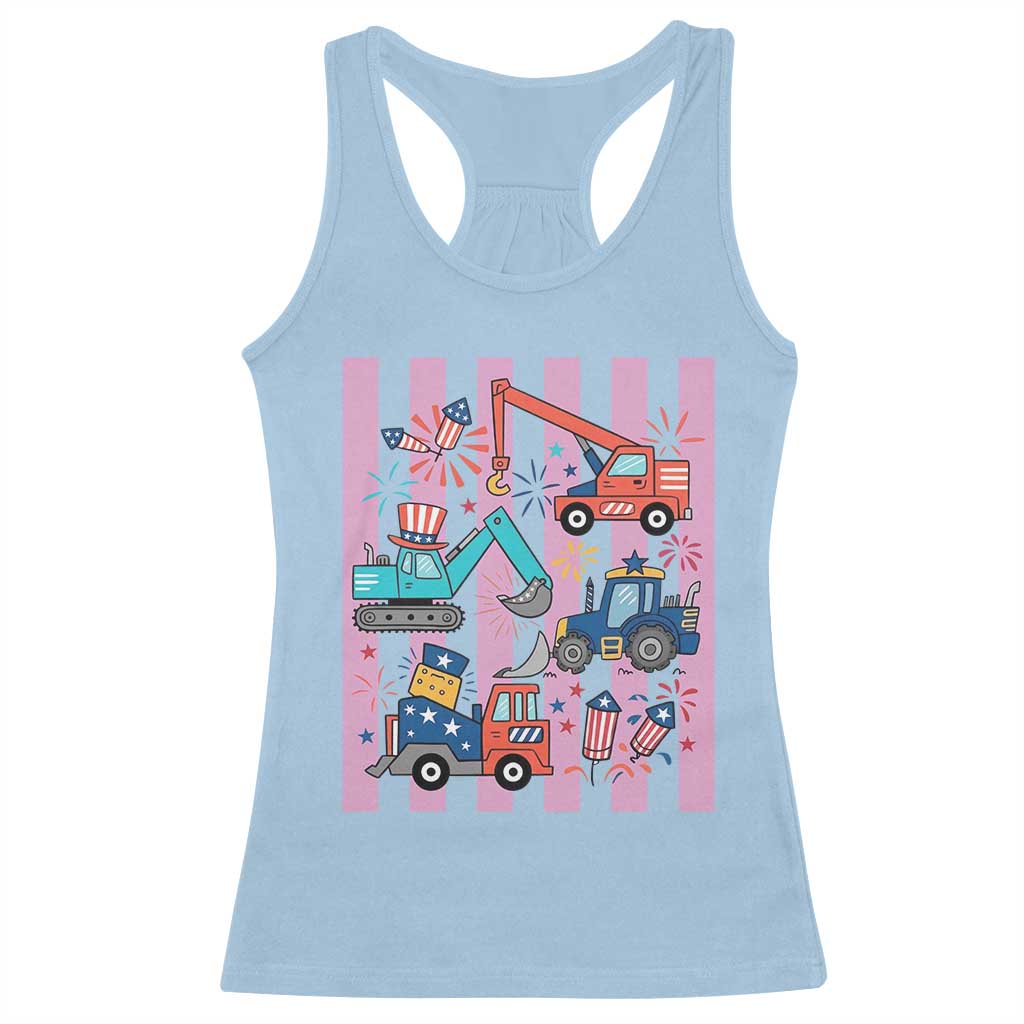 Red White And Blue Construction Crew Racerback Tank Top Patriotic Kids 4th Of July
