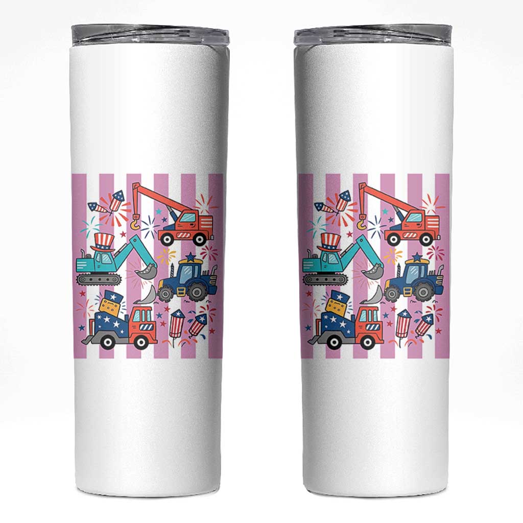 Red White And Blue Construction Crew Skinny Tumbler Patriotic Kids 4th Of July