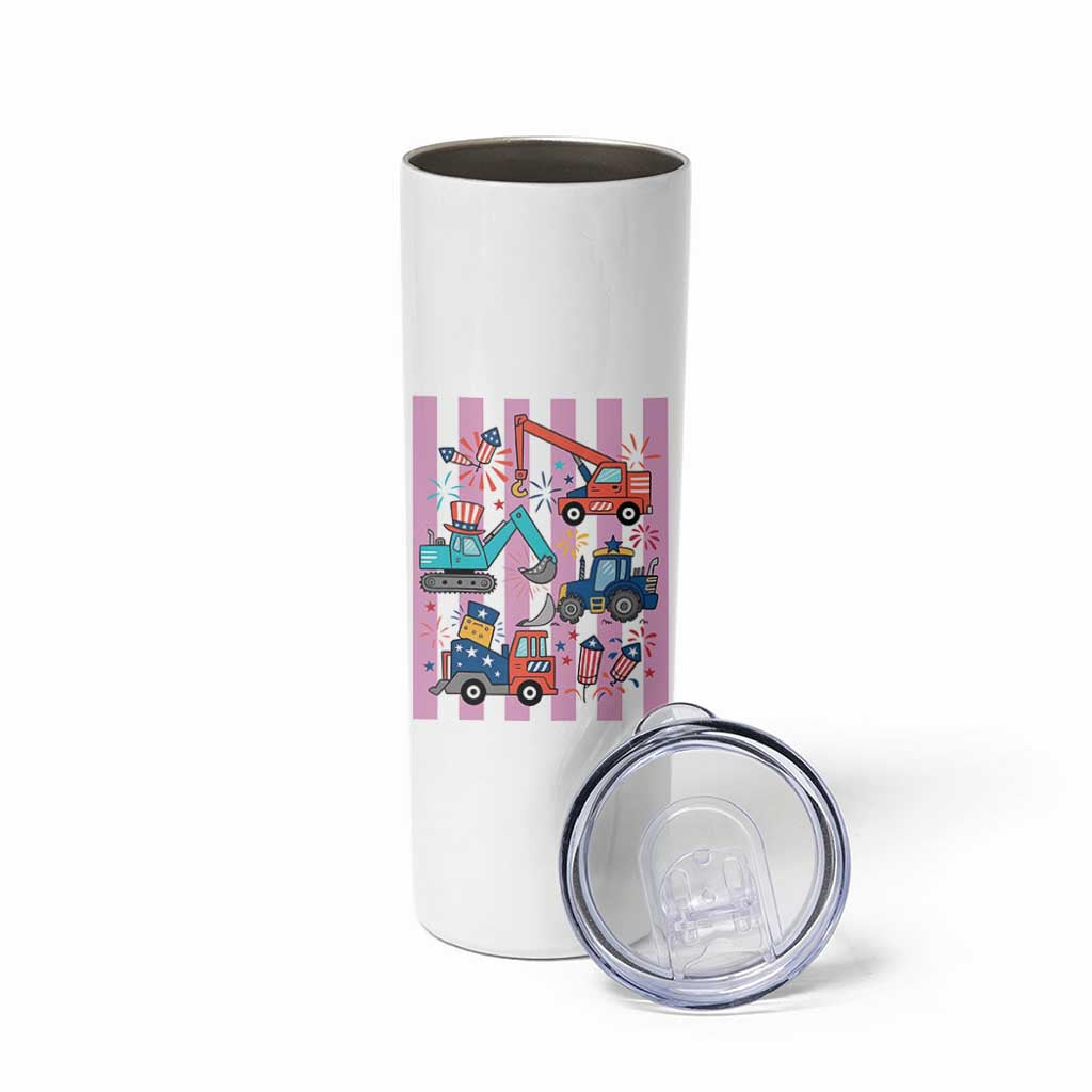 Red White And Blue Construction Crew Skinny Tumbler Patriotic Kids 4th Of July