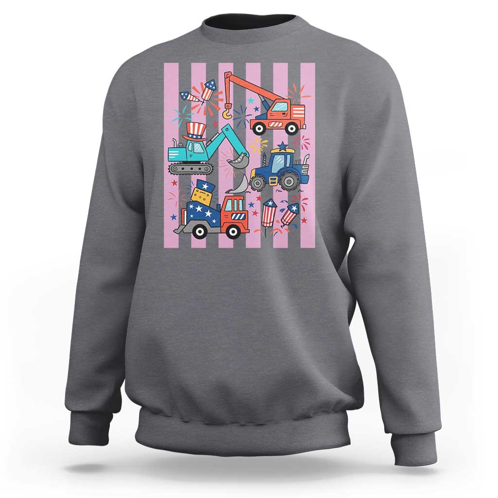 Red White And Blue Construction Crew Sweatshirt Patriotic Kids 4th Of July