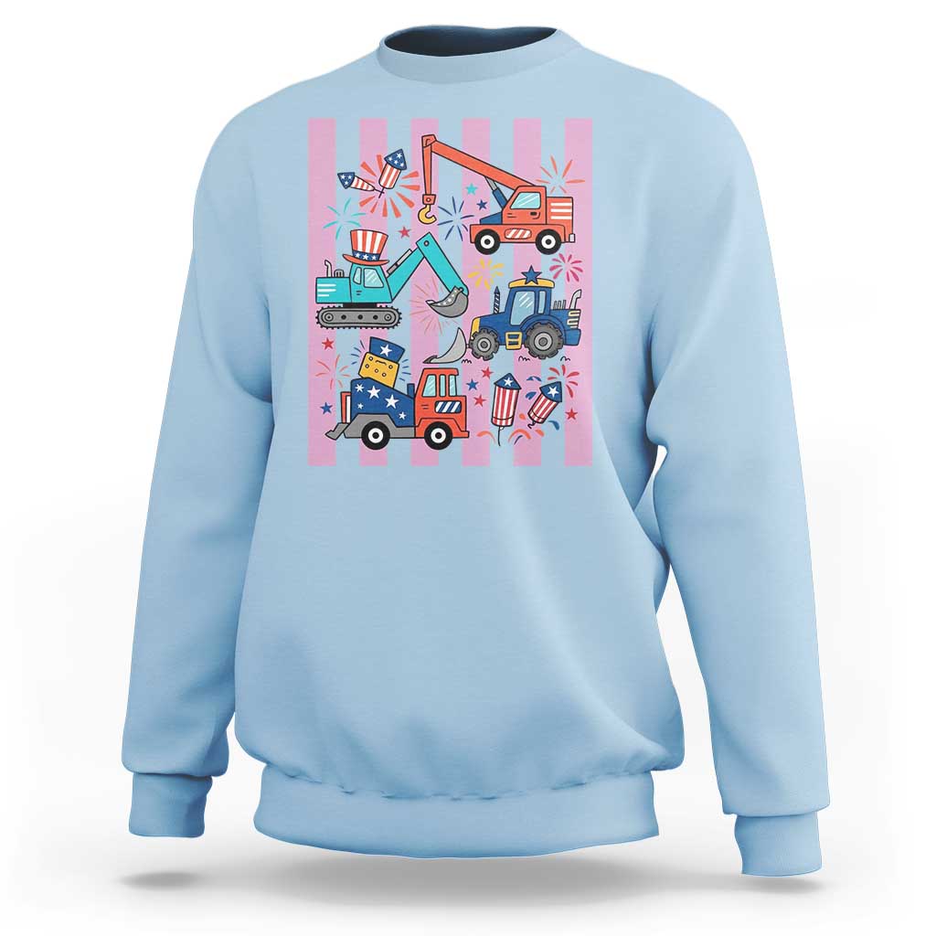 Red White And Blue Construction Crew Sweatshirt Patriotic Kids 4th Of July