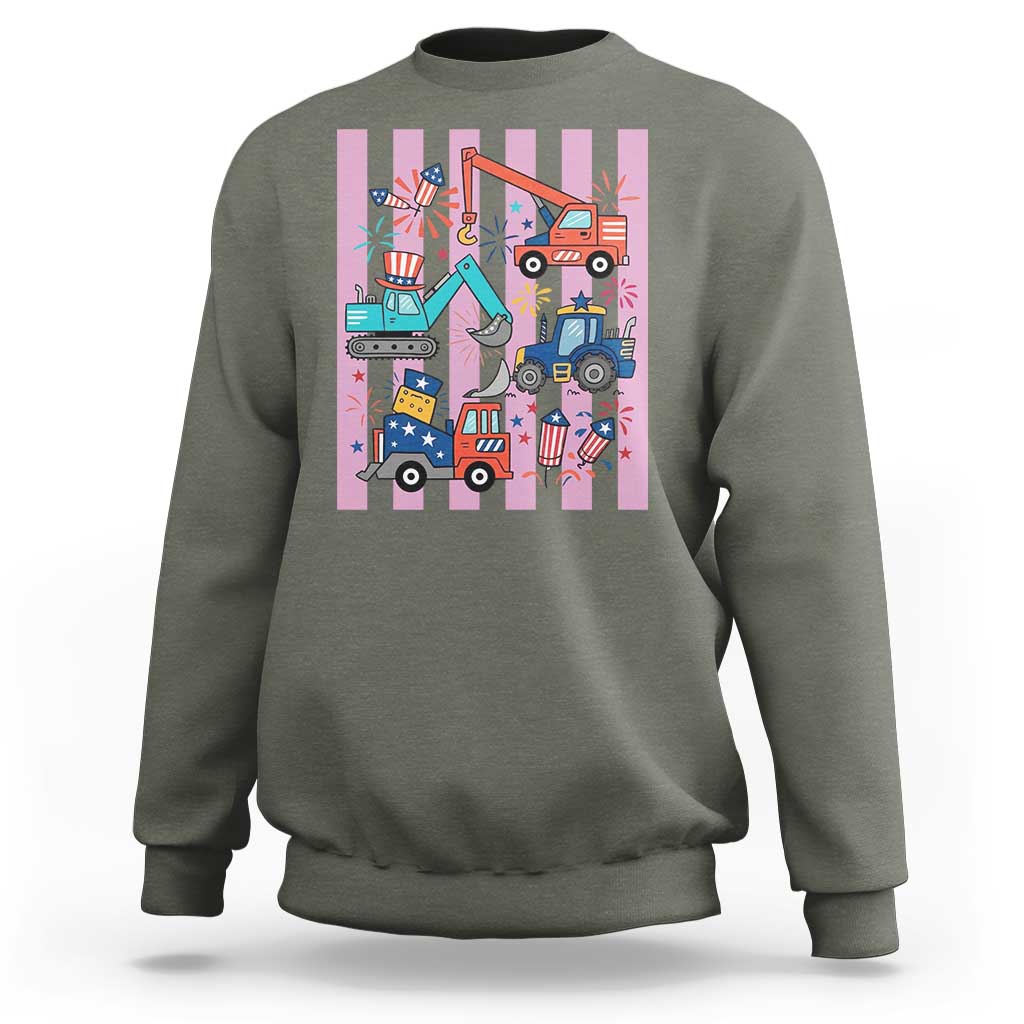 Red White And Blue Construction Crew Sweatshirt Patriotic Kids 4th Of July