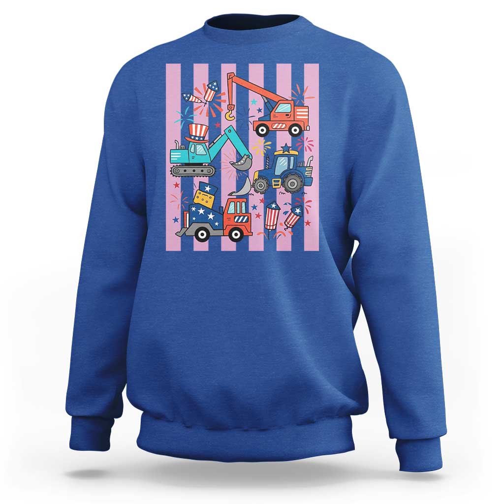 Red White And Blue Construction Crew Sweatshirt Patriotic Kids 4th Of July
