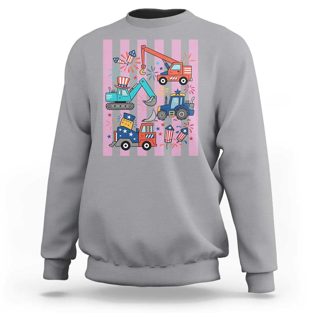 Red White And Blue Construction Crew Sweatshirt Patriotic Kids 4th Of July