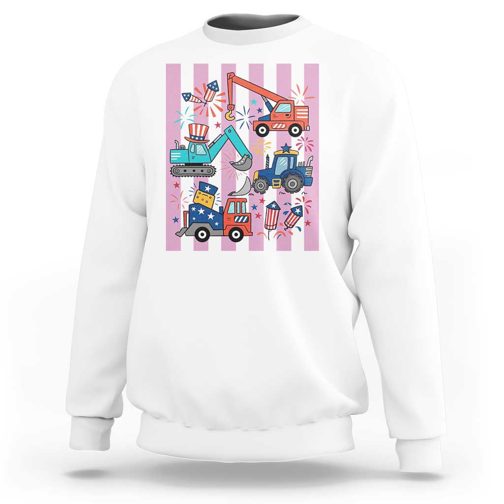 Red White And Blue Construction Crew Sweatshirt Patriotic Kids 4th Of July