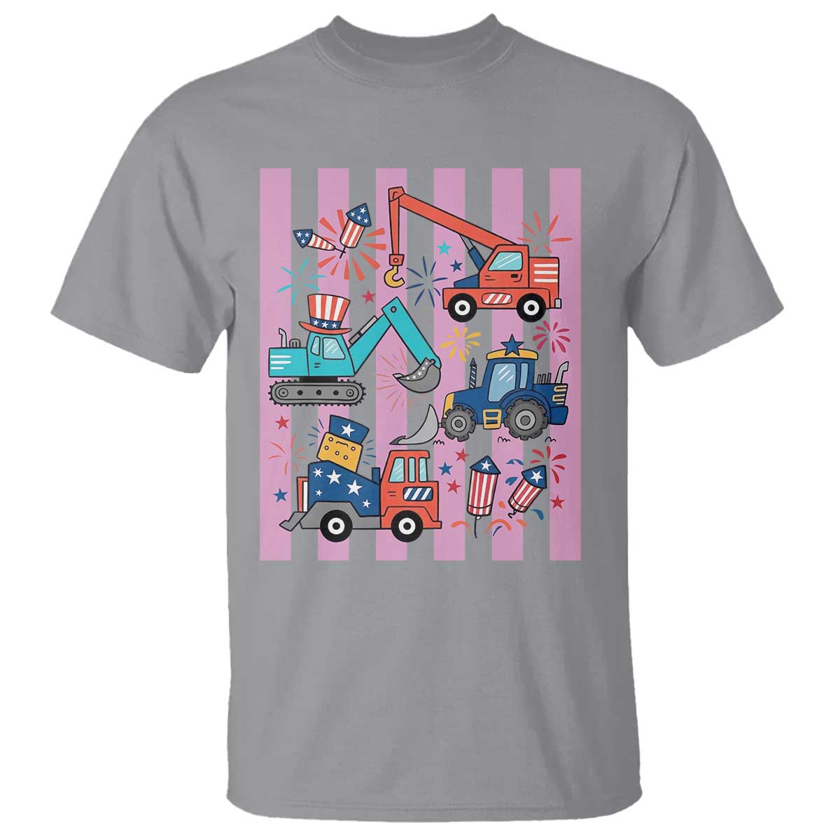 Red White And Blue Construction Crew T Shirt Patriotic Kids 4th Of July