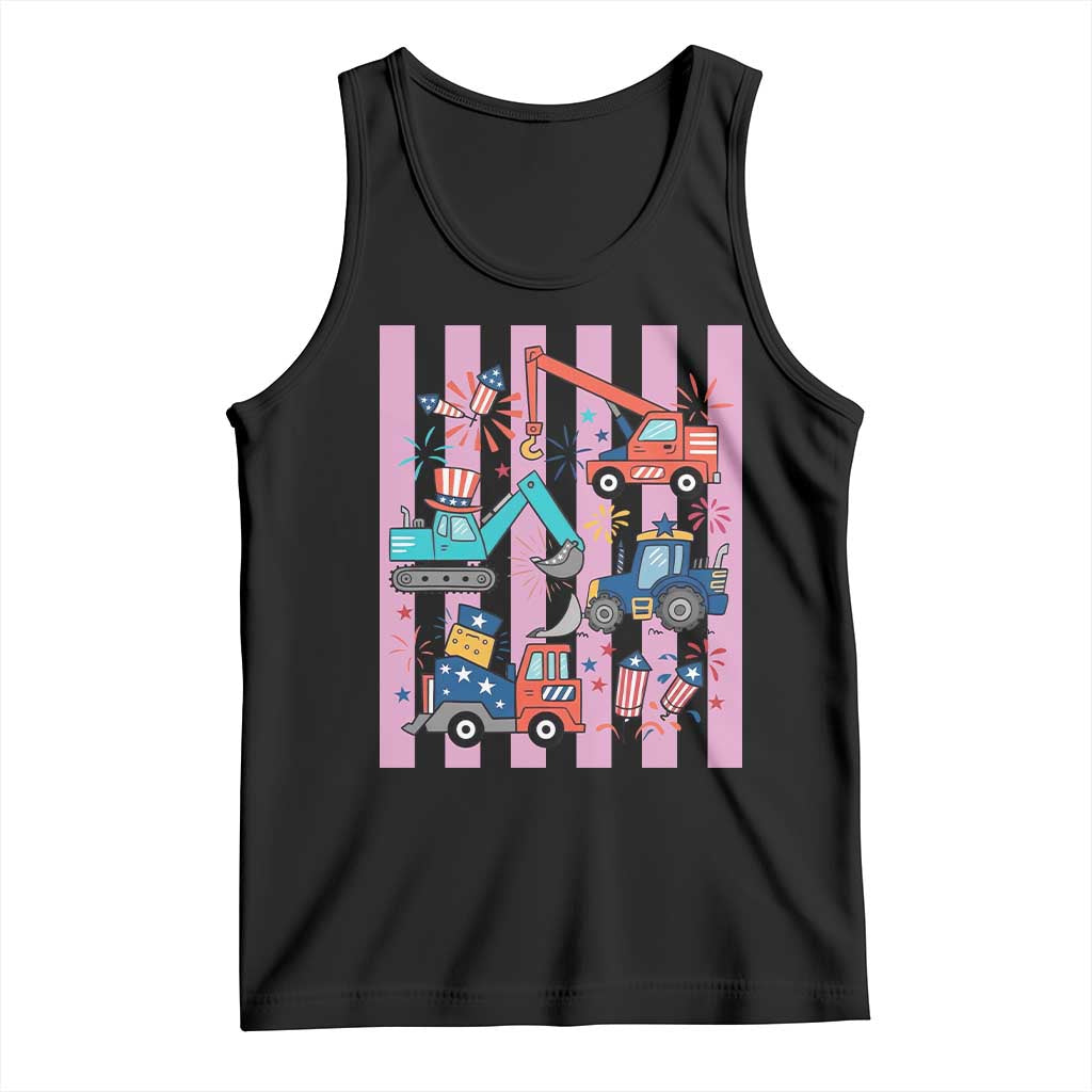 Red White And Blue Construction Crew Tank Top Patriotic Kids 4th Of July