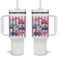 Red White And Blue Construction Crew Tumbler With Handle Patriotic Kids 4th Of July