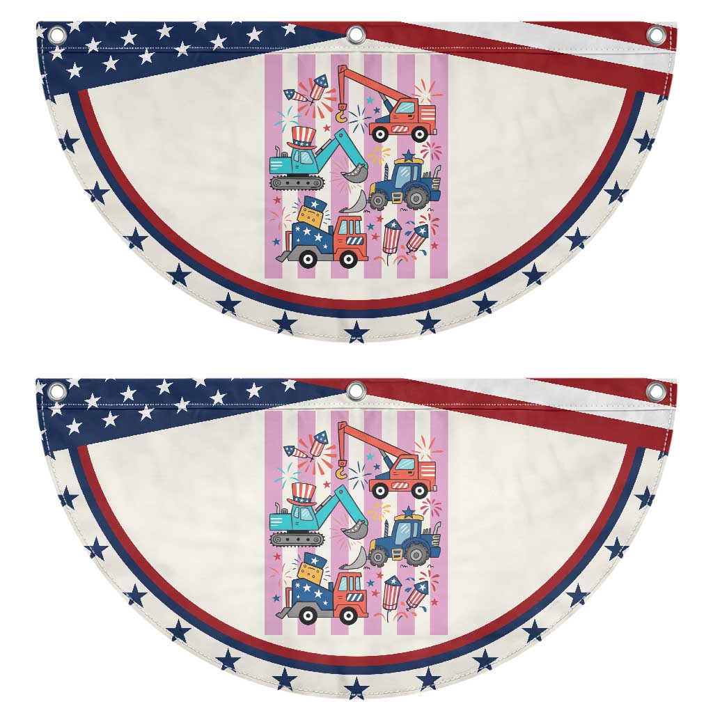 Red White And Blue Construction Crew Patriotic Fan Flag Kids 4th Of July