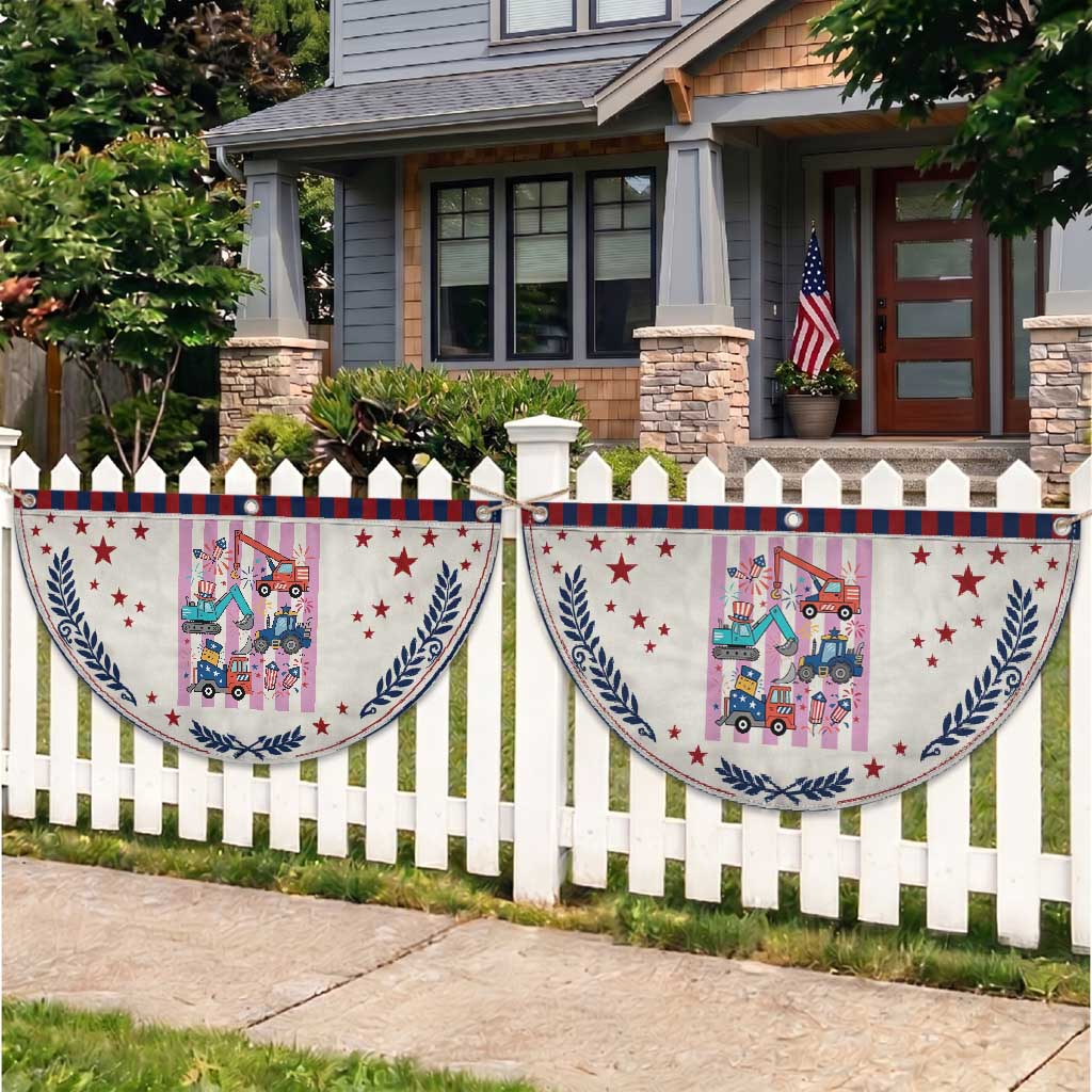 Red White And Blue Construction Crew Patriotic Fan Flag Kids 4th Of July