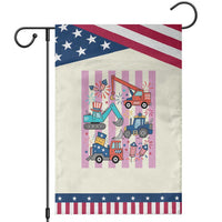 Red White And Blue Construction Crew Patriotic Garden Flag Kids 4th Of July