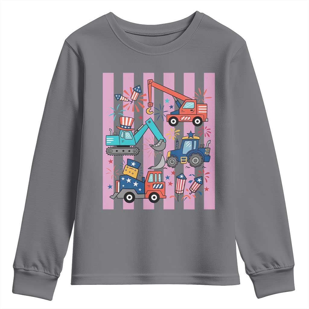 Red White And Blue Construction Crew Youth Sweatshirt Patriotic Kids 4th Of July